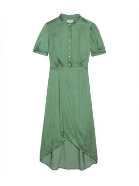 Zadig & Voltaire Rimaz Midi Dress in Sage Green Japanese Satin Size S NWT $478